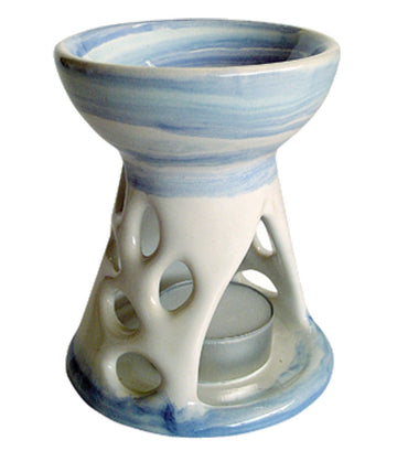 Aromalampe PICCOLO weiß bemalt mit blau-mint