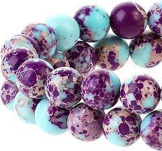 Armband Jaspis, pink, hellblau, violett - 8,5mm Kugel