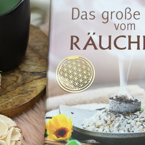 Lesezeichen Blume des Lebens, Edelstahl vergoldet