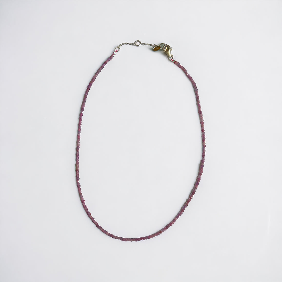 Edelsteinkette Rubin rosa facettiert, 2-3mm, 40 - 45cm verstellbar mit Silberverschluss