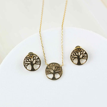Baum des Lebens Gold Schmuck Set