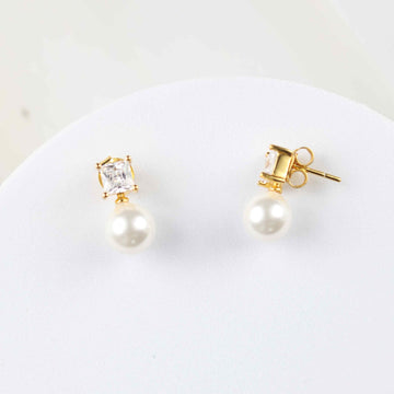 Gold Perlen Ohrringe mit Glitzerstein