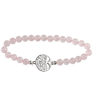 Armband Rosenquarz mit Lebensbaum
