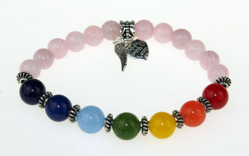 Chakra-Armband Rosenquarz mit Achat Steinen