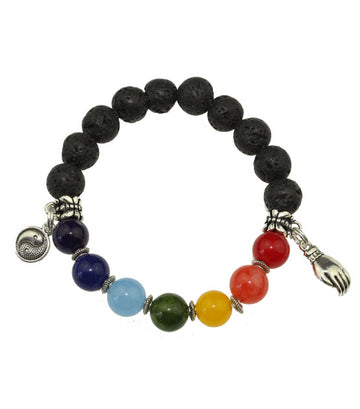 Chakra-Armband Buddhahand mit Lava-Achat Steinen