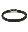 Lederarmband schwarz geflochten mit Verschluss