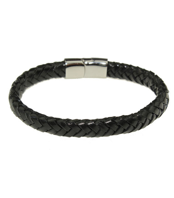 Lederarmband schwarz geflochten mit Verschluss