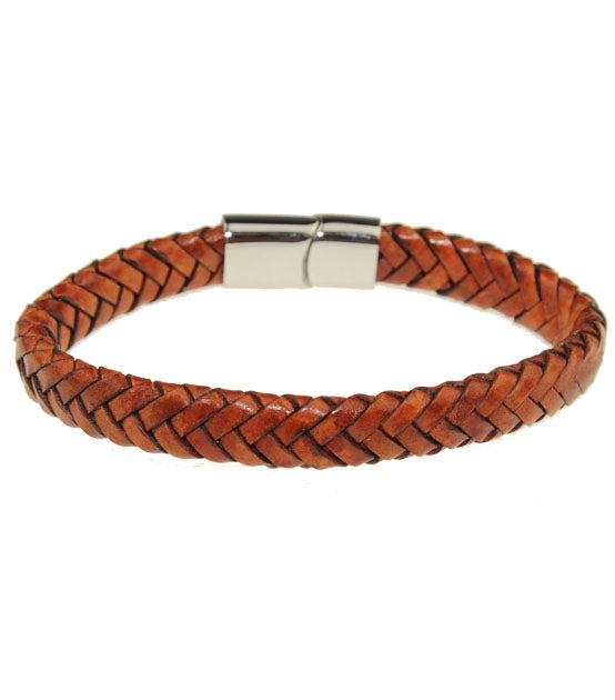 Lederarmband braun geflochten mit Verschluss