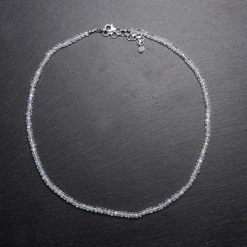 Edelsteinkette Mondstein 2-3mm, 40cm mit Silberverschluss