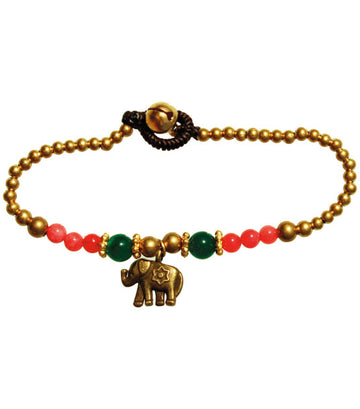 Elefantenarmband, Bronze mit rot-grünen Steinen