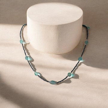 Edelsteinkette Topas mit Spinell facettiert 2 mm, 40 - 46 cm mit Silberverschluss