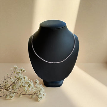 Edelsteinkette Rosenquarz facettiert 42cm, 2 mm mit Silberverschluss