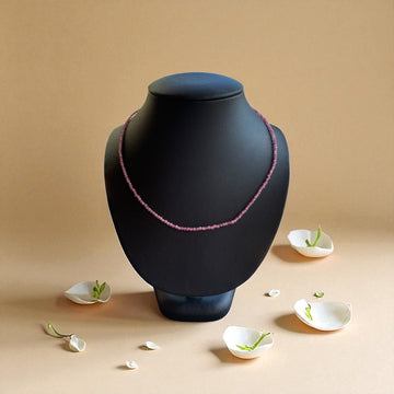 Edelsteinkette Turmalin - Pink 40cm , 2mm facettiert mit Silberverschluss