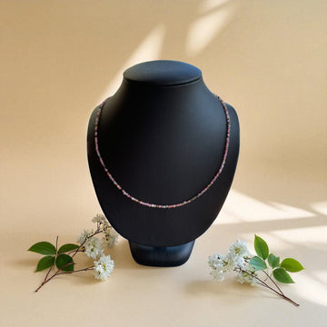 Edelsteinkette Turmalin bunt 42cm facettiert 2-3 mm mit Silberverschluss