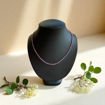 Edelsteinkette Rubin rosa facettiert, 2-3mm, 40 - 45cm verstellbar mit Silberverschluss