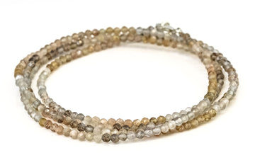Edelsteinkette Mondstein mix Silberverschluss - 42cm, 3-4 mm facettiert