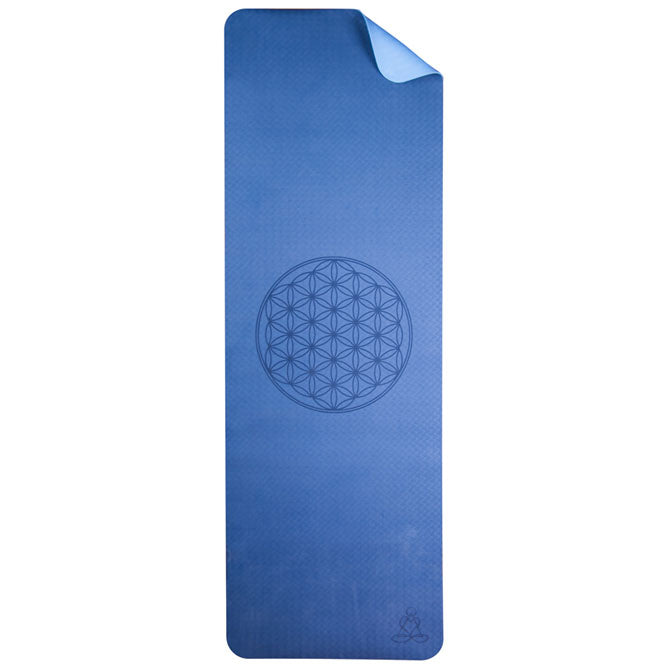 Yogamatte TPE Ecofriendly dunkelblau/hellblau