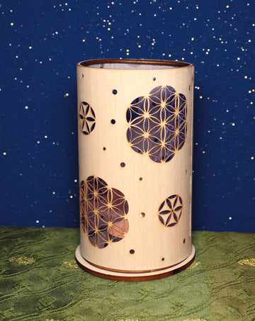 Windlicht/Lampe Blume des Lebens, blau