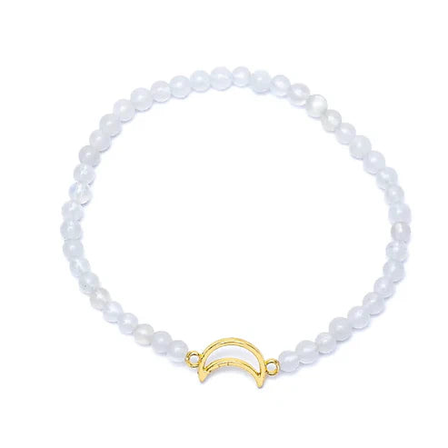 Armband Mondstein mit Mond 3 mm Perlen