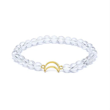 Armband Bergkristall mit Mond 6mm Perlen