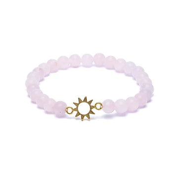Armband Rosenquarz Perlen mit Sonne