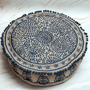 Meditationskissen Ethinc Embroidery Dunkelblau