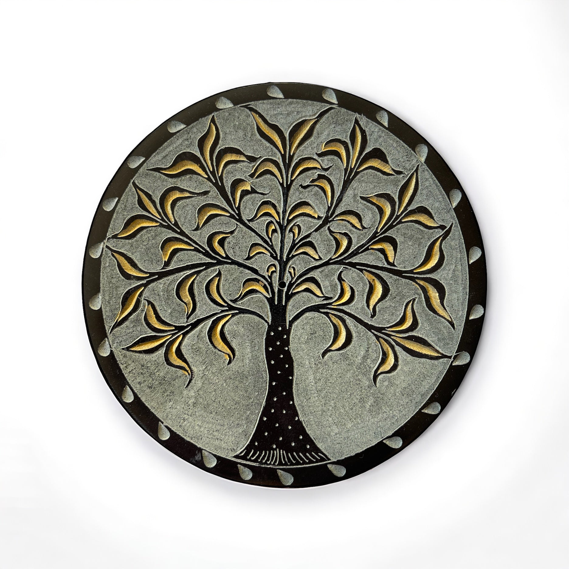 Stäbchenhalter Lebensbaum (Schwarz/Gold)