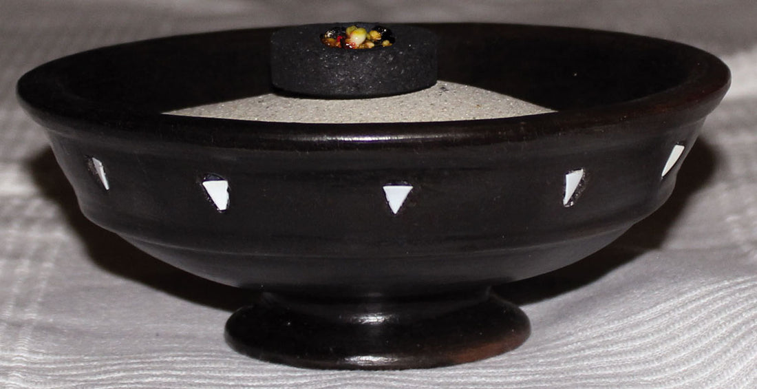 Räucherschale Ikat, schwarz