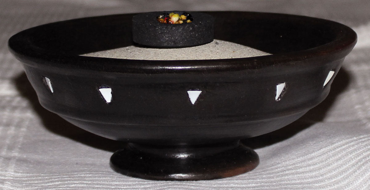 Räucherschale Ikat, schwarz