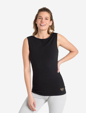 Tanktop Bambus high neck, mit mikrofeiner Turmalin Edelstein eingearbeitet Größe S