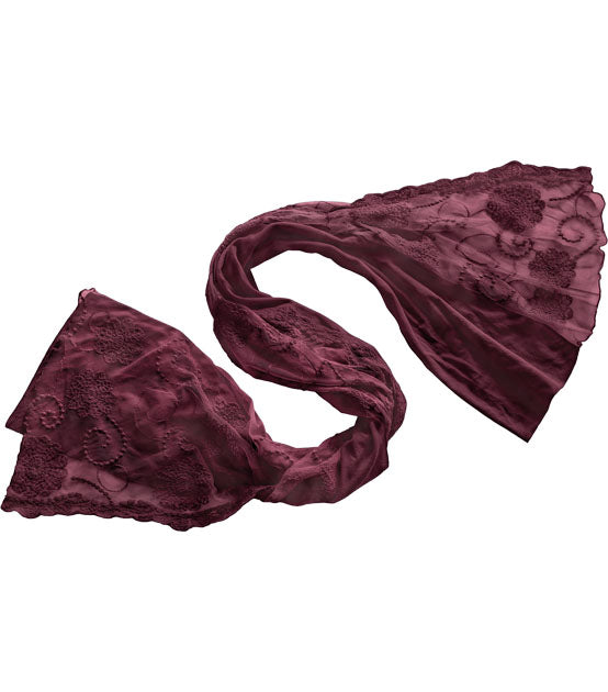 Schal Baumwolle/ Spitzentüll "aubergine"