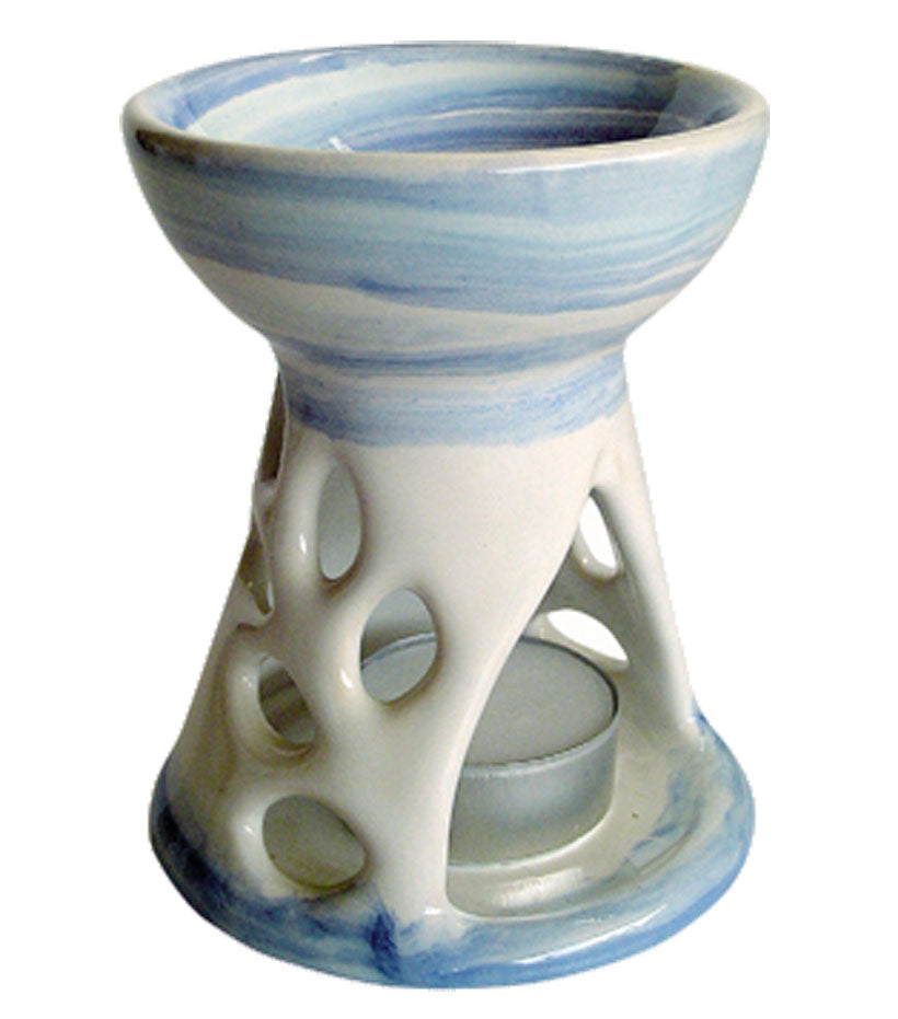 Aromalampe PICCOLO weiß bemalt mit blau-mint