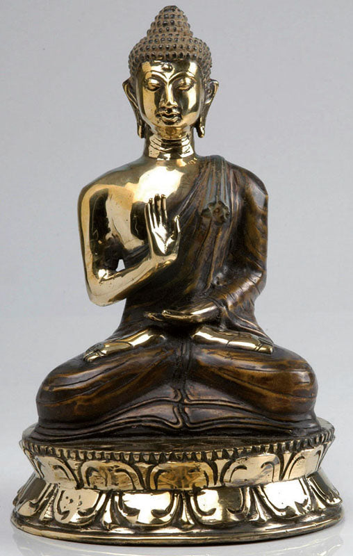 Bronze Buddha, Amoghasiddhi  3 färbig, sitzend