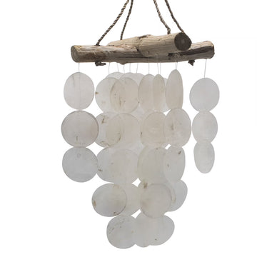 Windspiel Muschelplatten weiß