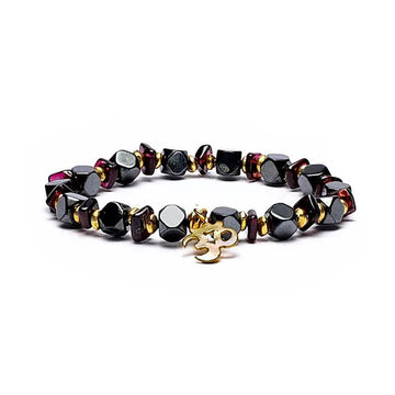 Armband Hämatit und Granat mit Om ca.8 mm