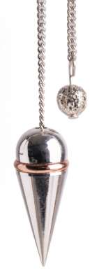 Hochwertiges Schraubpendel aus versilbertem Messing mit Kupferring und Kette, 15 g – Ideal für präzises Pendeln und spirituelle Anwendungen.