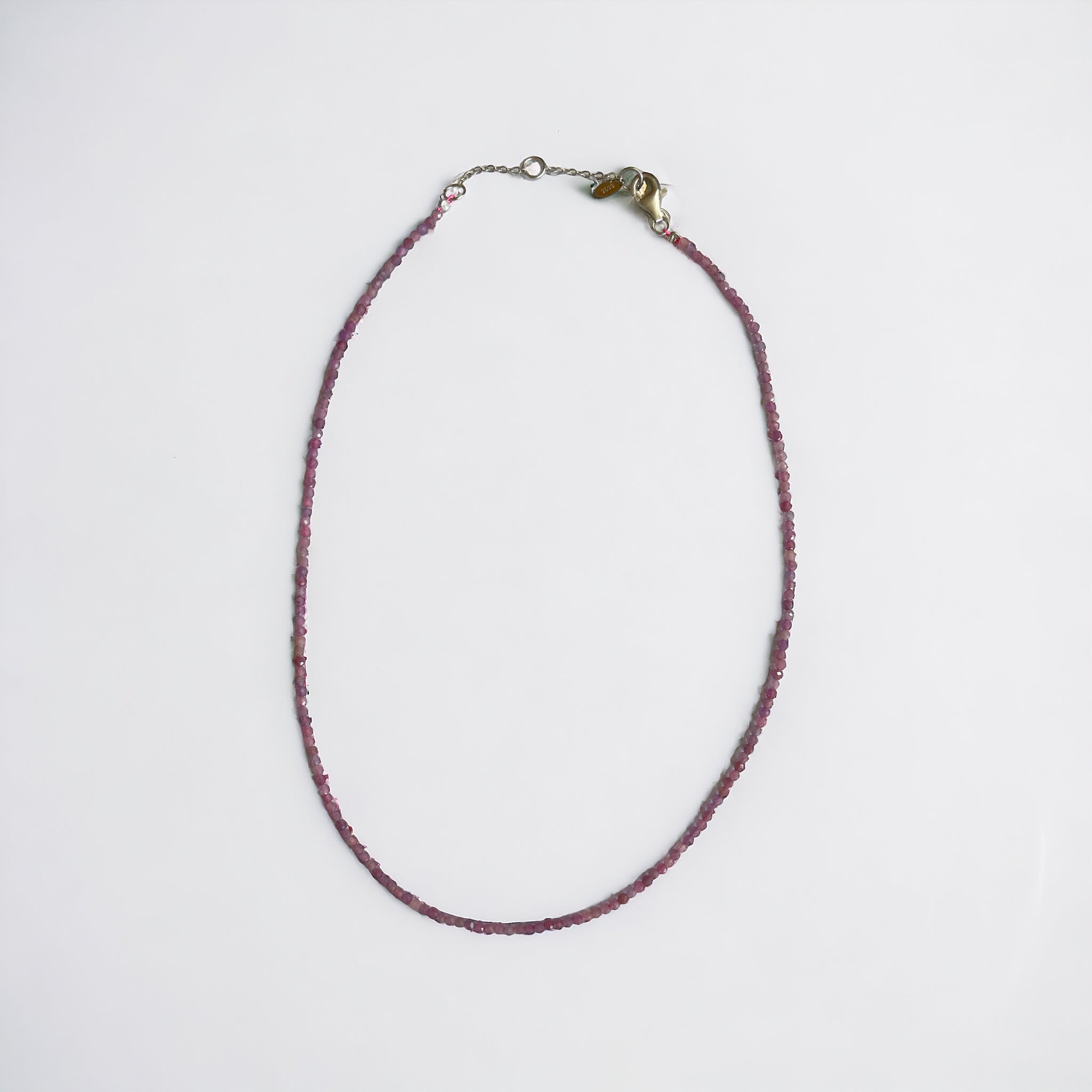 Edelsteinkette Rubin rosa facettiert, 2-3mm, 40 - 45cm verstellbar mit Silberverschluss