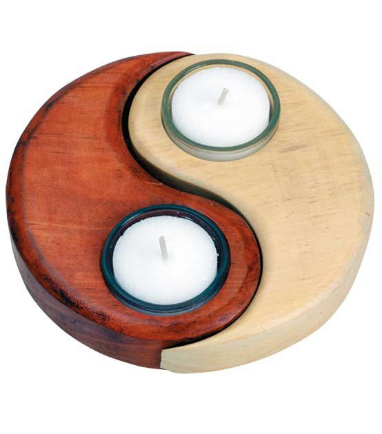 Yin Yang Teelicht natur/braun