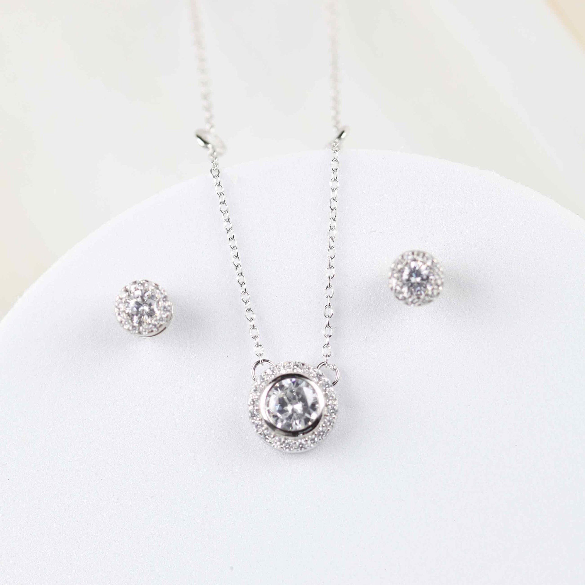 Silber Glitzerstein Schmuck Set