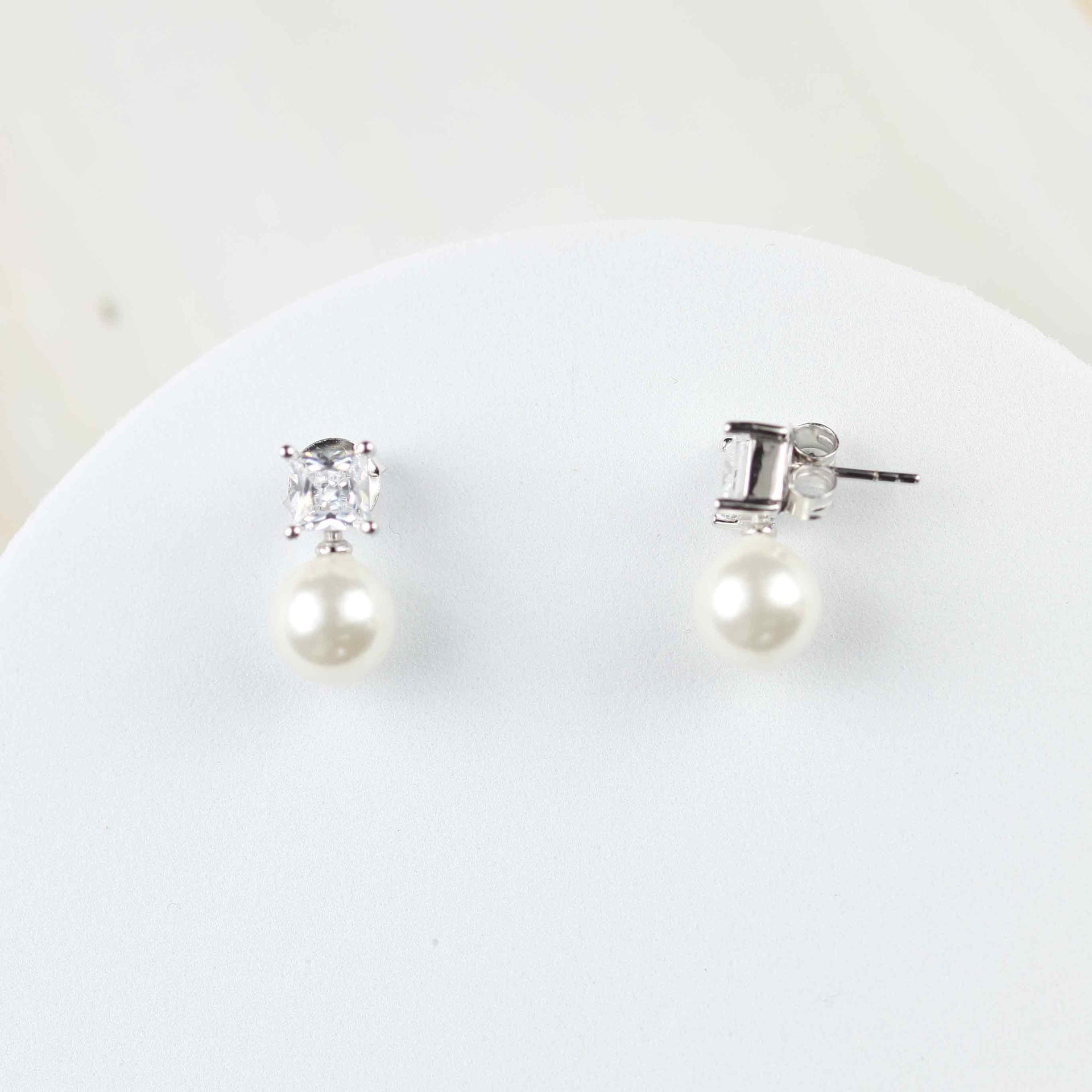 Silber Perlen Ohrringe mit Glitzerstein