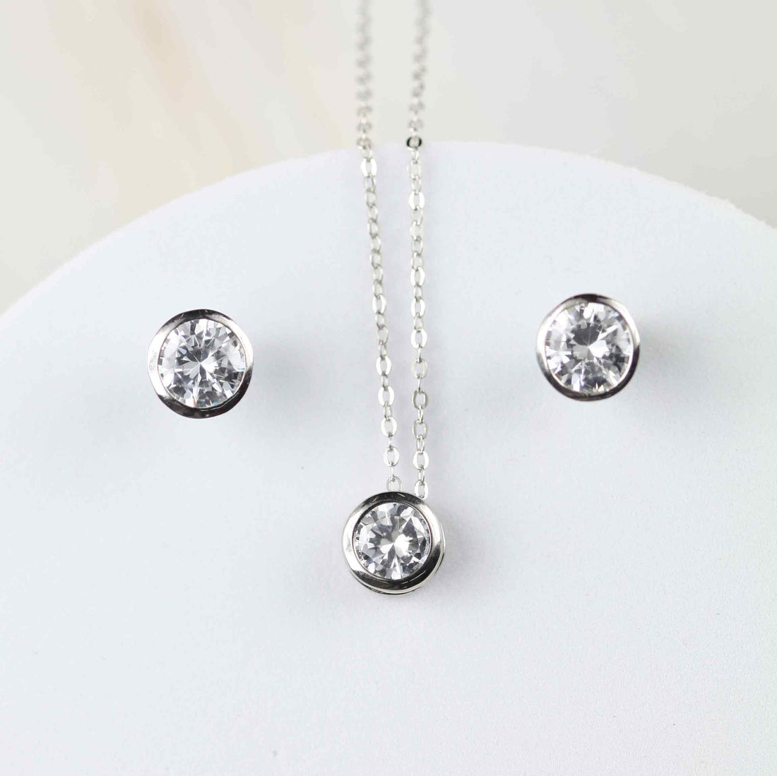 Glitzer Stein Silber Schmuck Set