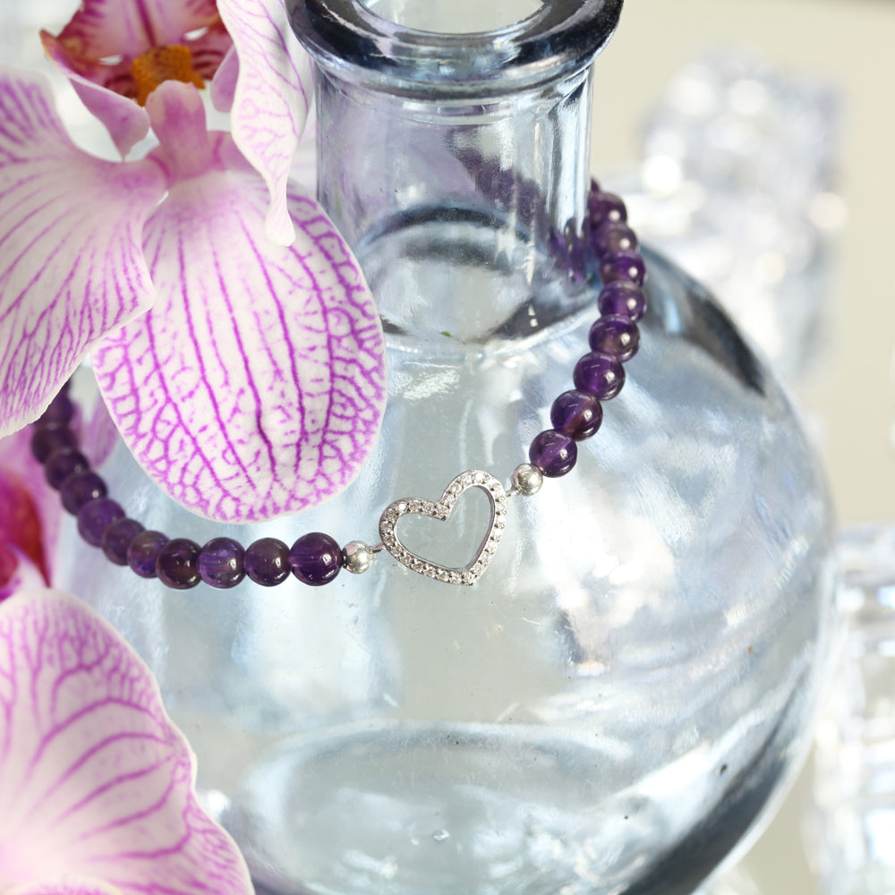 Armband Herz, Amethyst