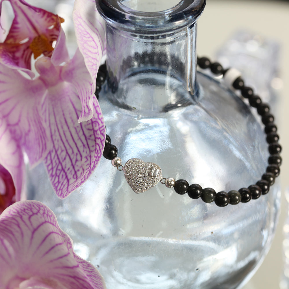 Armband Herz, Onyx