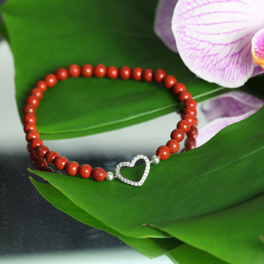 Armband Herz, roter Jaspis