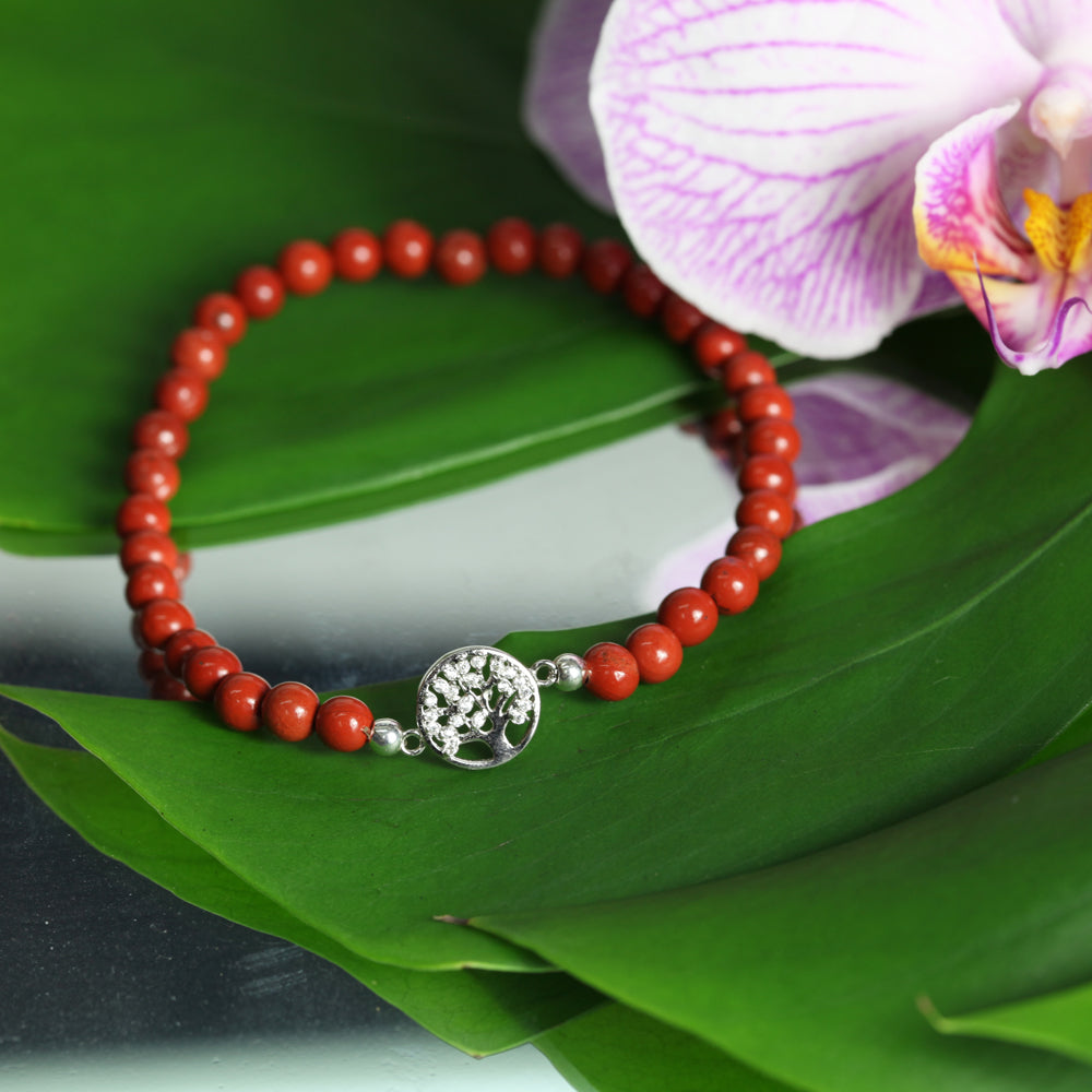 Armband Lebensbaum, roter Jaspis