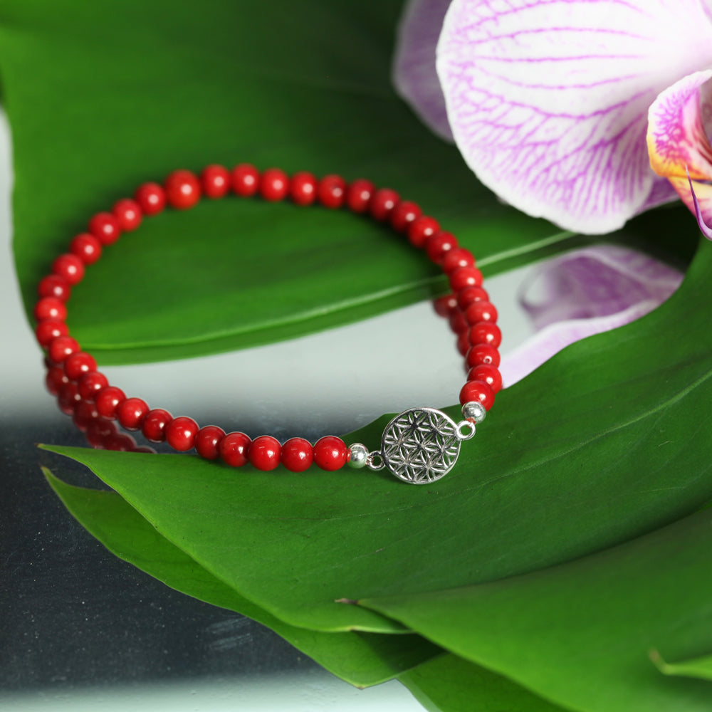 Armband Blume des Lebens, Koralle