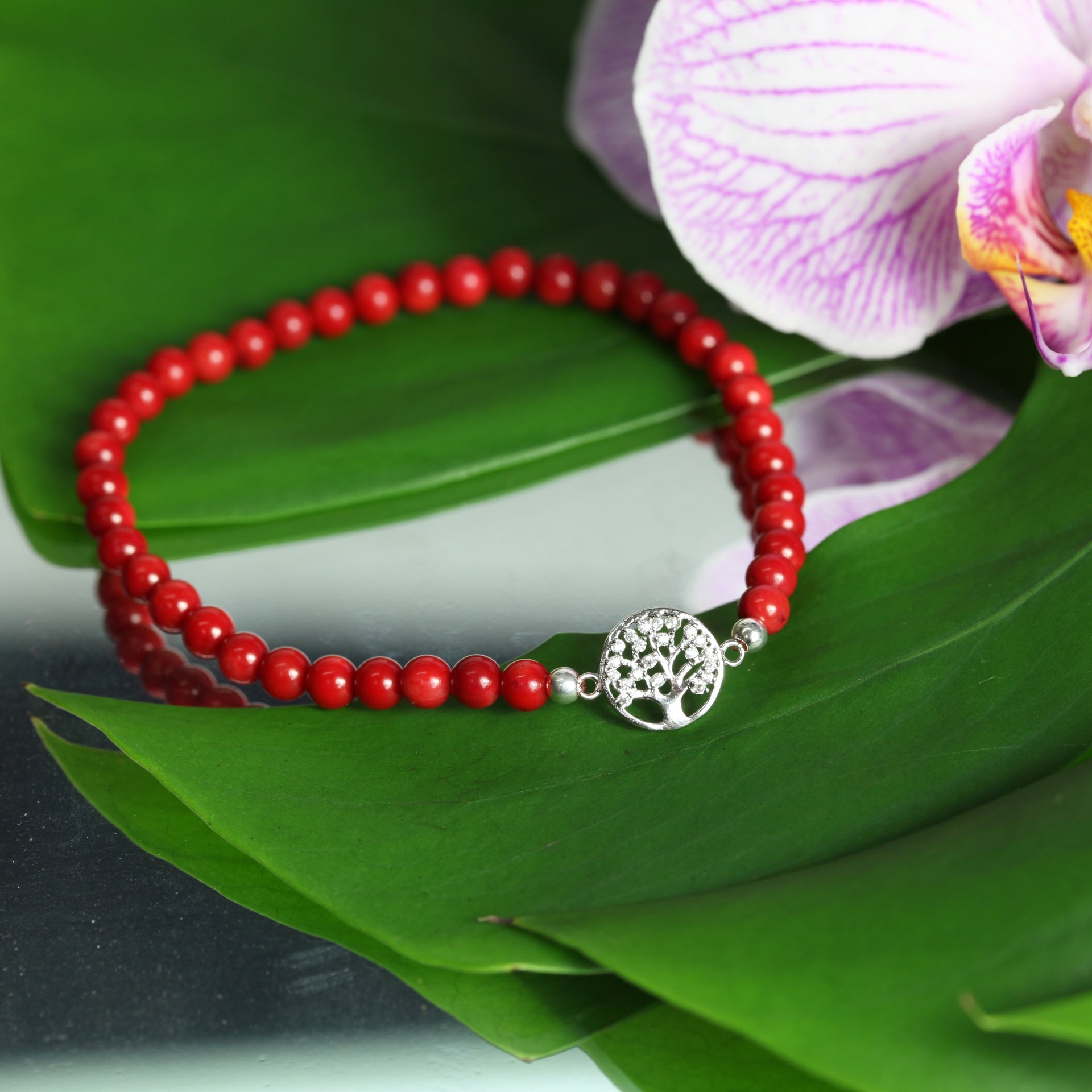 Armband Lebensbaum, Koralle