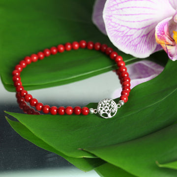 Armband Lebensbaum, Koralle