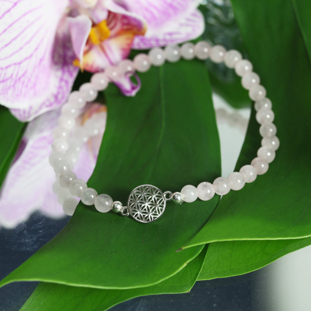 Armband Blume des Lebens, Rosenquarz