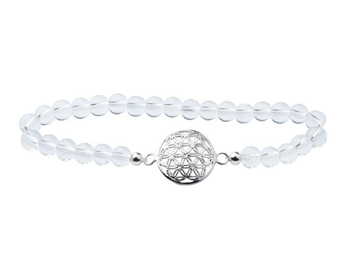 Armband Bergkristall mit Blume des Lebens